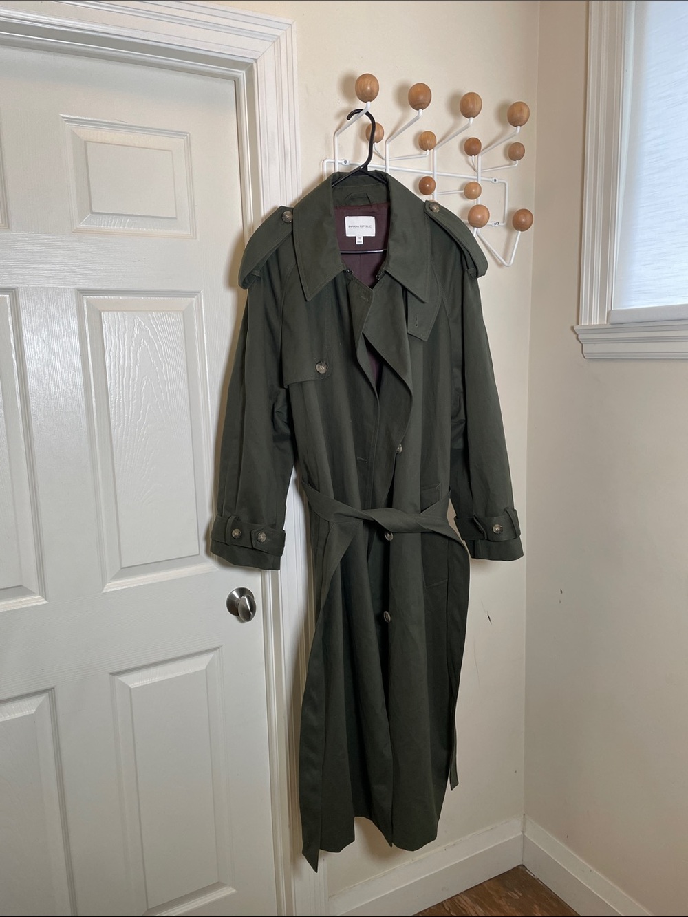 Banana Republic Long Trench Coat Olive Green XXL